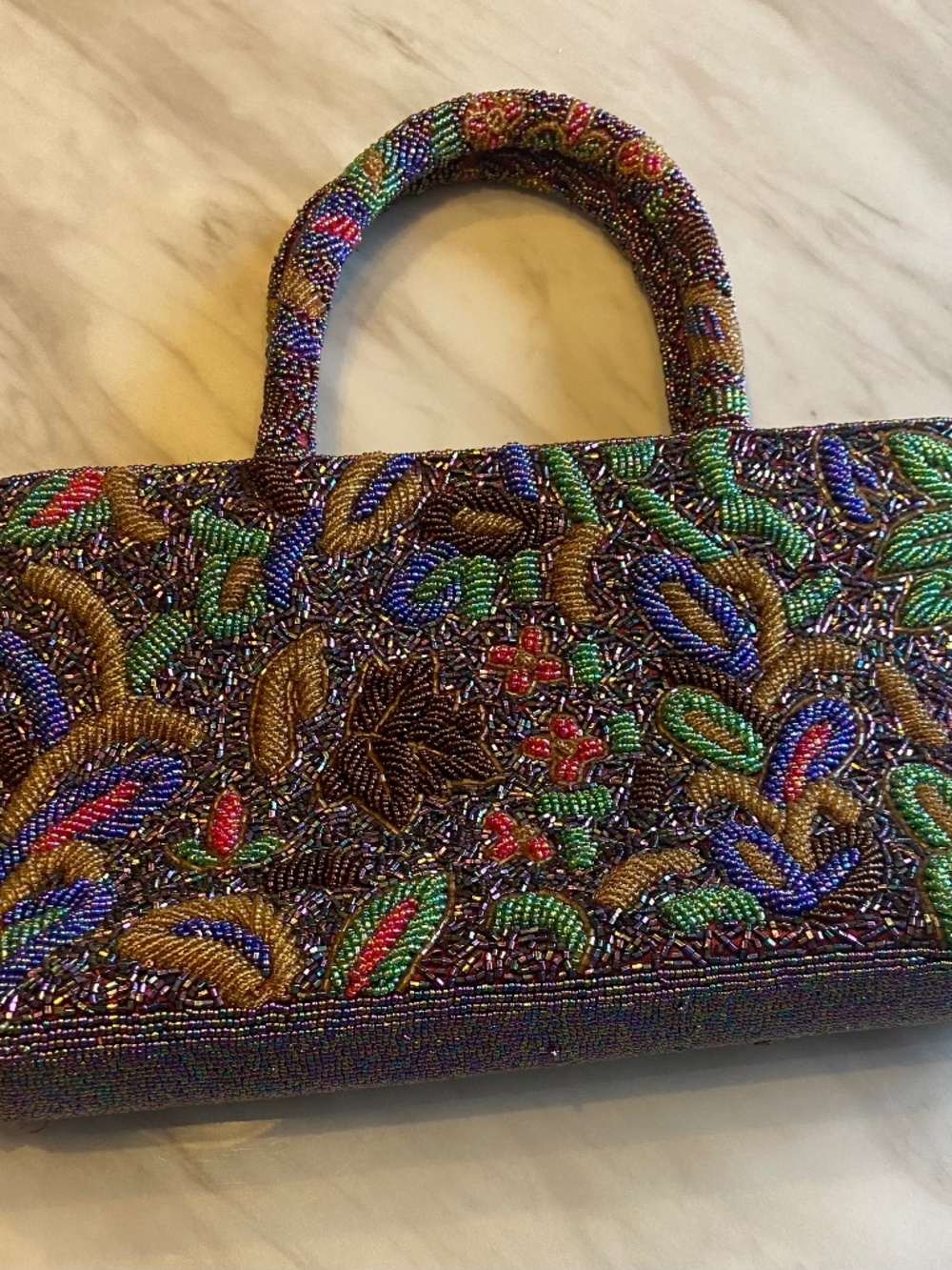 VTG Ganson Floral Mosaic Beaded Evening Bag - PRISTINE